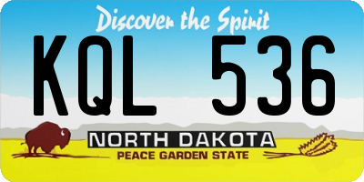 ND license plate KQL536