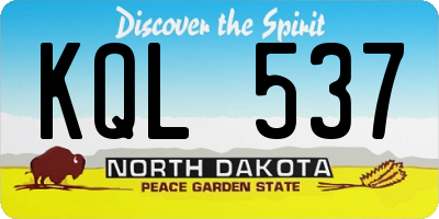 ND license plate KQL537