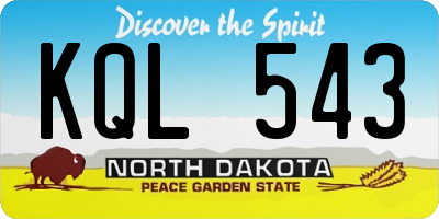 ND license plate KQL543
