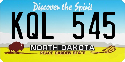 ND license plate KQL545