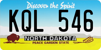 ND license plate KQL546