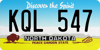 ND license plate KQL547