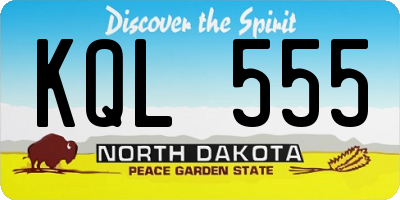 ND license plate KQL555
