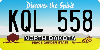 ND license plate KQL558