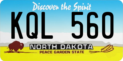 ND license plate KQL560