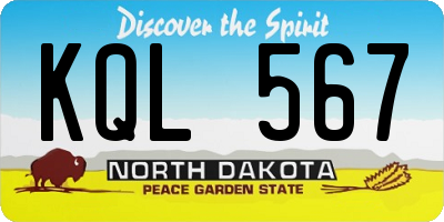 ND license plate KQL567