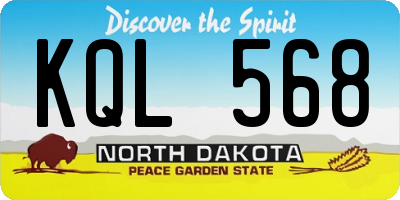 ND license plate KQL568