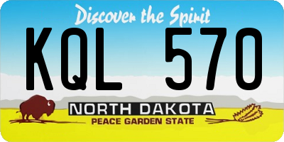 ND license plate KQL570