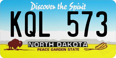 ND license plate KQL573
