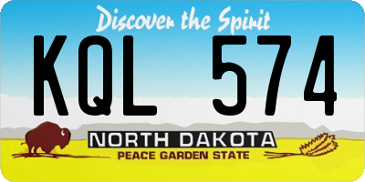 ND license plate KQL574