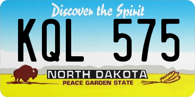 ND license plate KQL575