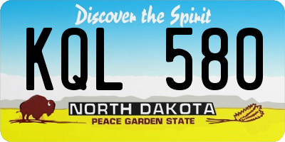 ND license plate KQL580