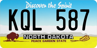 ND license plate KQL587