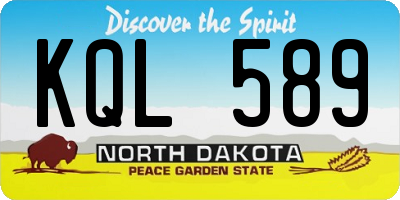 ND license plate KQL589