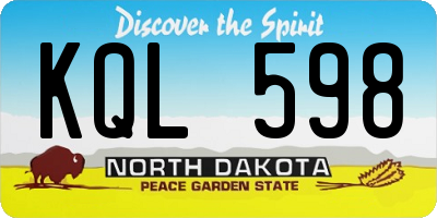 ND license plate KQL598