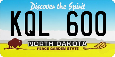ND license plate KQL600