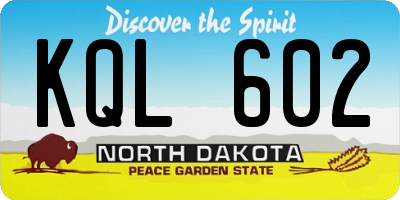 ND license plate KQL602