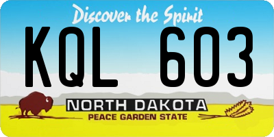 ND license plate KQL603