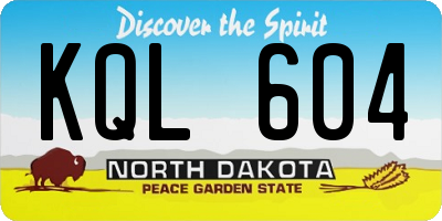 ND license plate KQL604