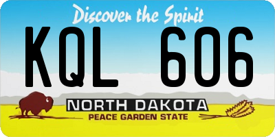 ND license plate KQL606