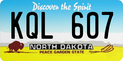 ND license plate KQL607