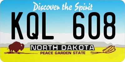 ND license plate KQL608