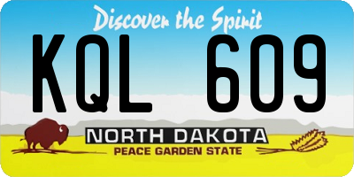 ND license plate KQL609