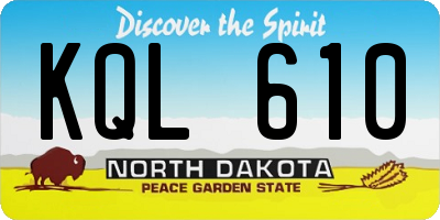 ND license plate KQL610