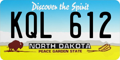 ND license plate KQL612