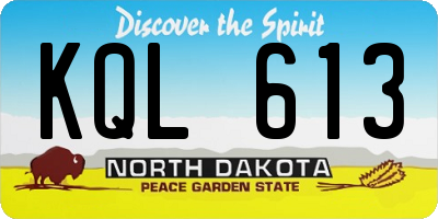 ND license plate KQL613