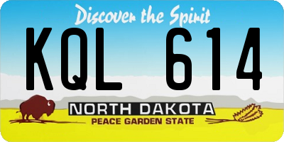 ND license plate KQL614