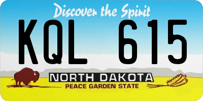 ND license plate KQL615