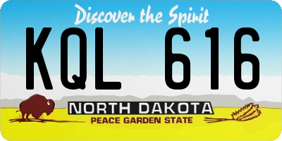 ND license plate KQL616
