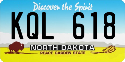 ND license plate KQL618