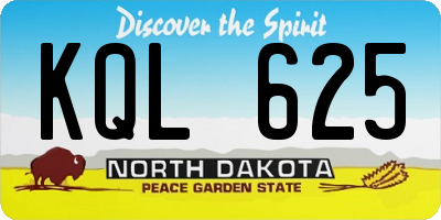 ND license plate KQL625