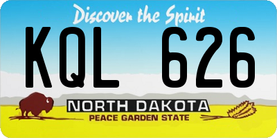ND license plate KQL626