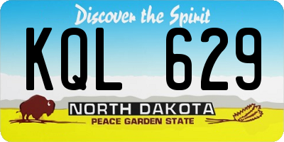 ND license plate KQL629