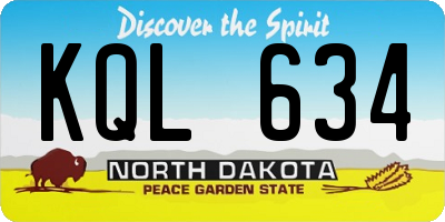 ND license plate KQL634
