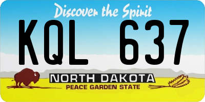 ND license plate KQL637