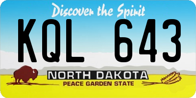 ND license plate KQL643