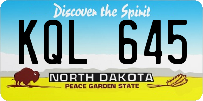 ND license plate KQL645