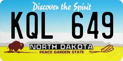 ND license plate KQL649