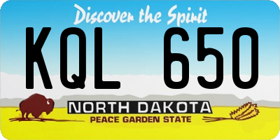 ND license plate KQL650