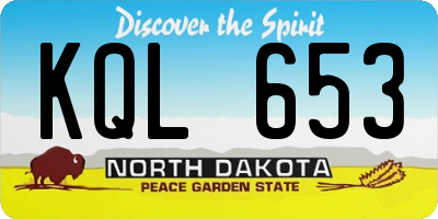 ND license plate KQL653