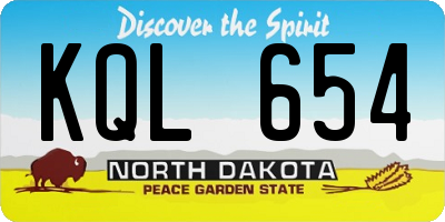 ND license plate KQL654