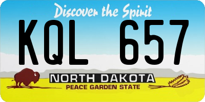 ND license plate KQL657