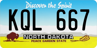 ND license plate KQL667