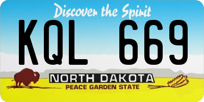 ND license plate KQL669