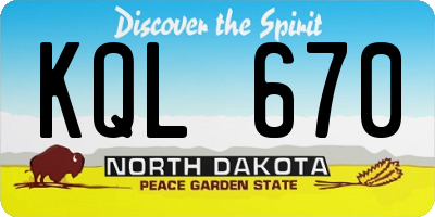 ND license plate KQL670