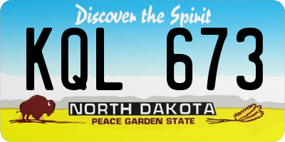 ND license plate KQL673
